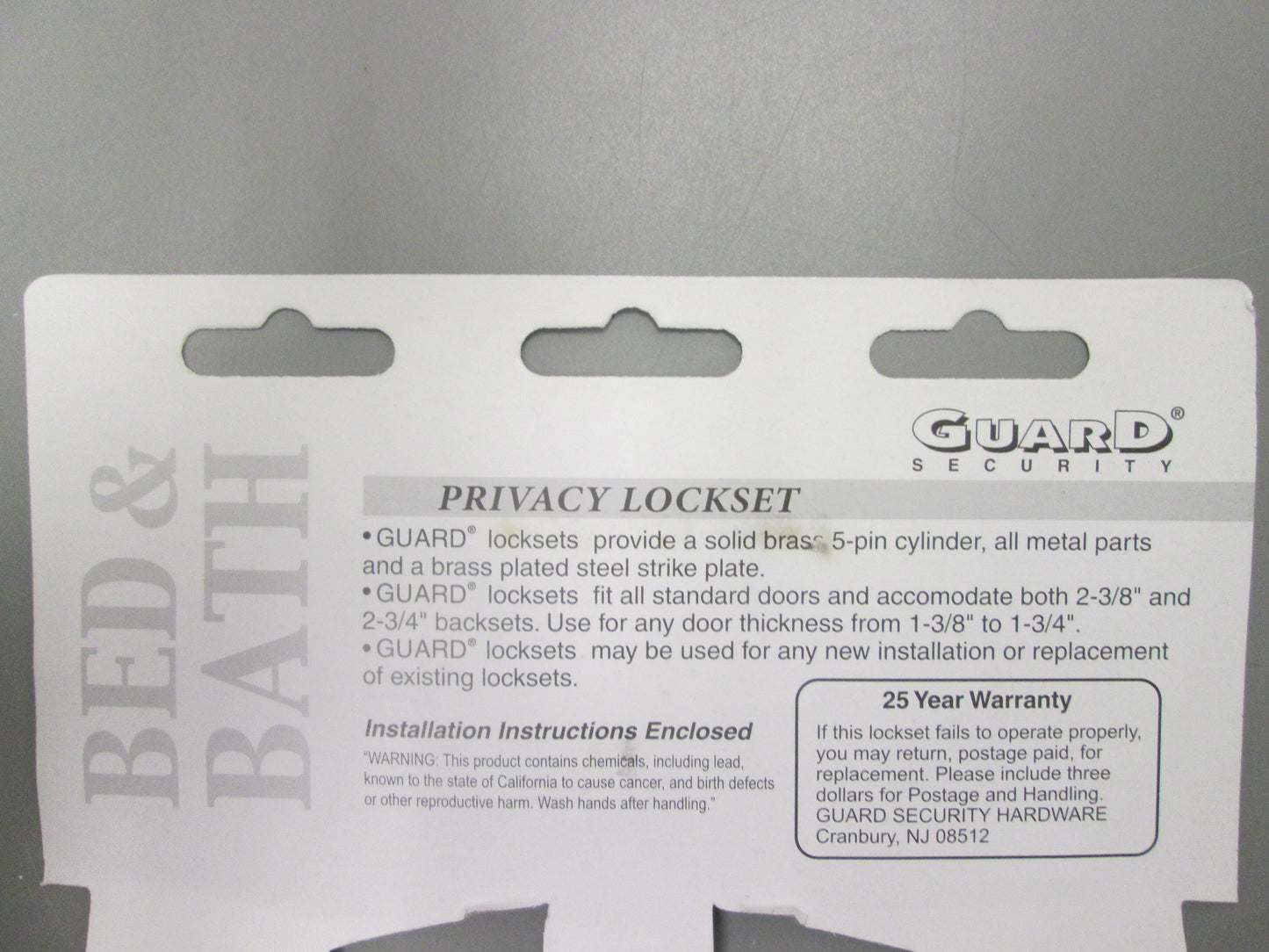 GUARD SECURITY 2004 Hall and Closet Set