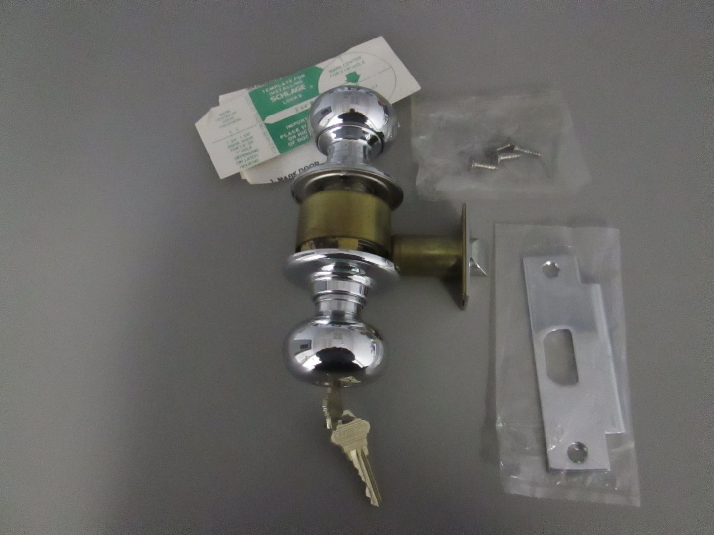 Schlage C80 PD Heavy Duty Marine Grade Storeroom Set with Plymouth Style knobs Polished Chrome