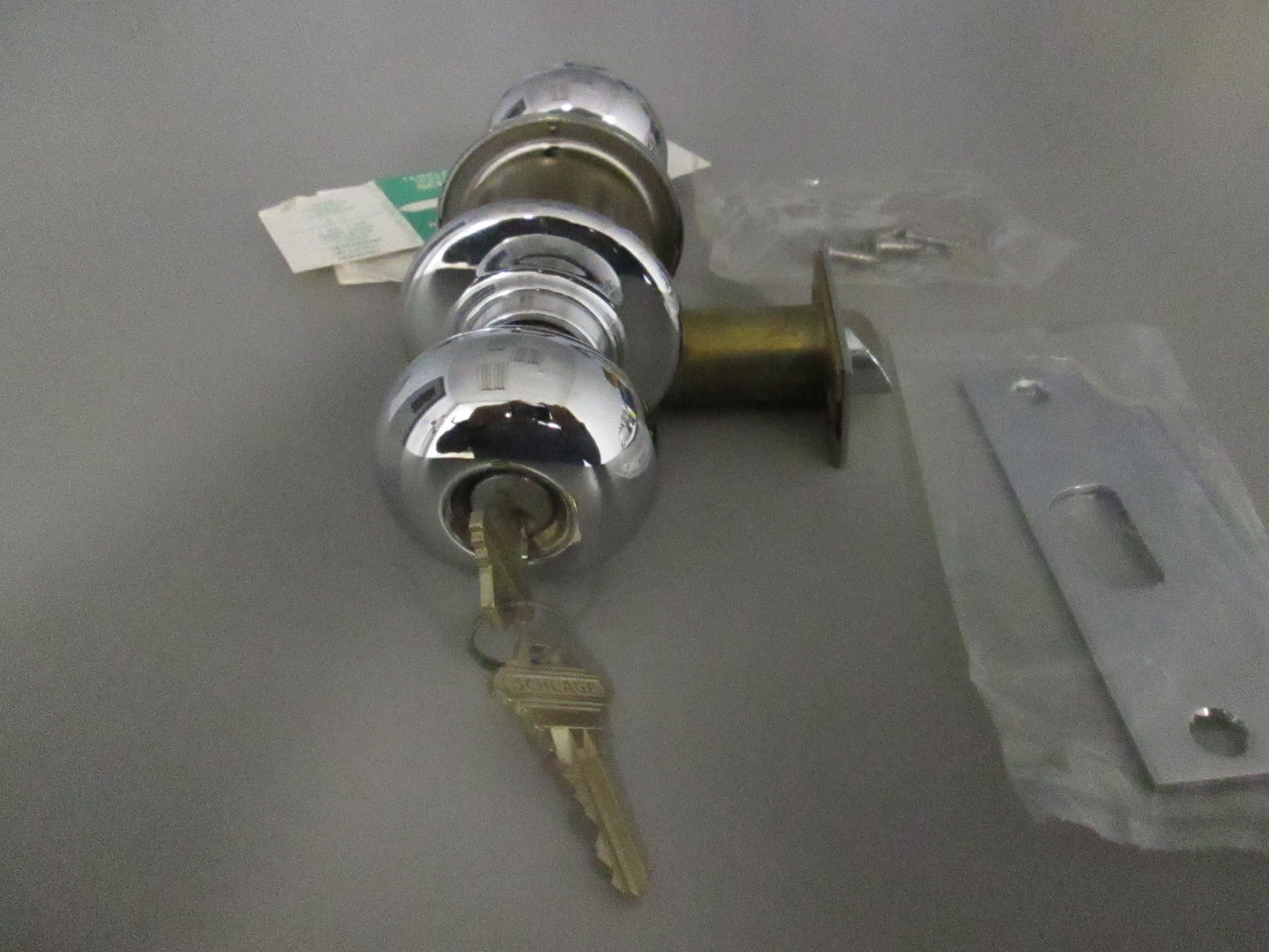 Schlage C80 PD Heavy Duty Marine Grade Storeroom Set with Plymouth Style knobs Polished Chrome