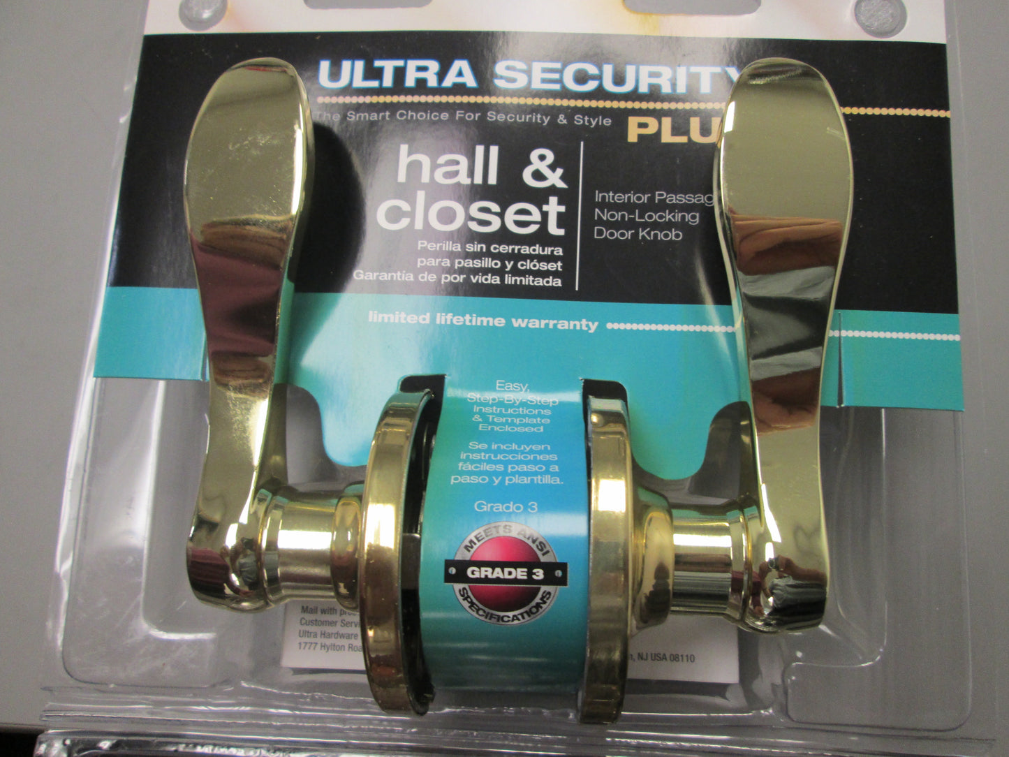 Ultra 44350 Light Duty Passage Set with Lexington Style Levers Polished Brass