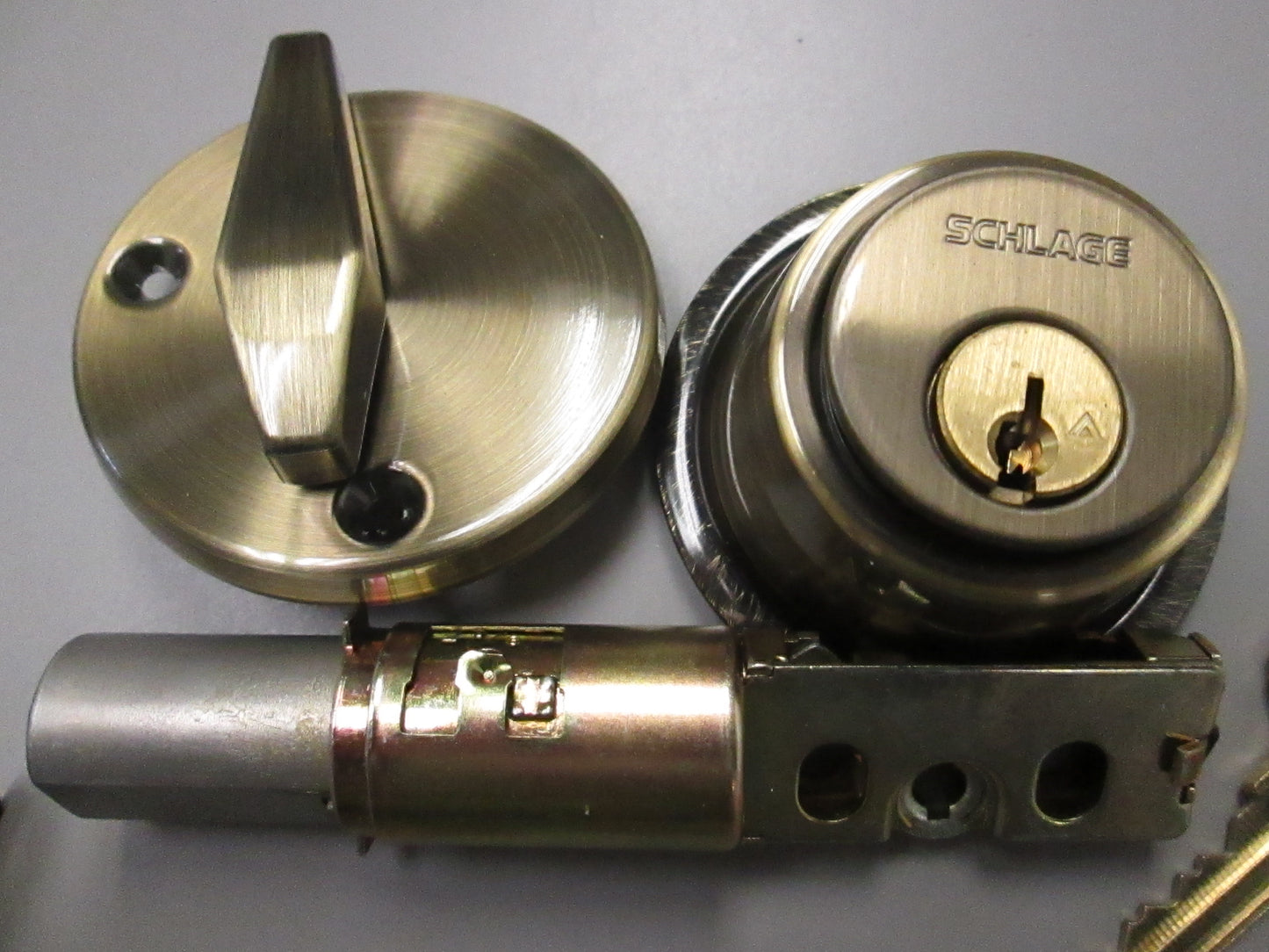 Schlage BC160P Single Cylinder Deadbolt Antique Brass