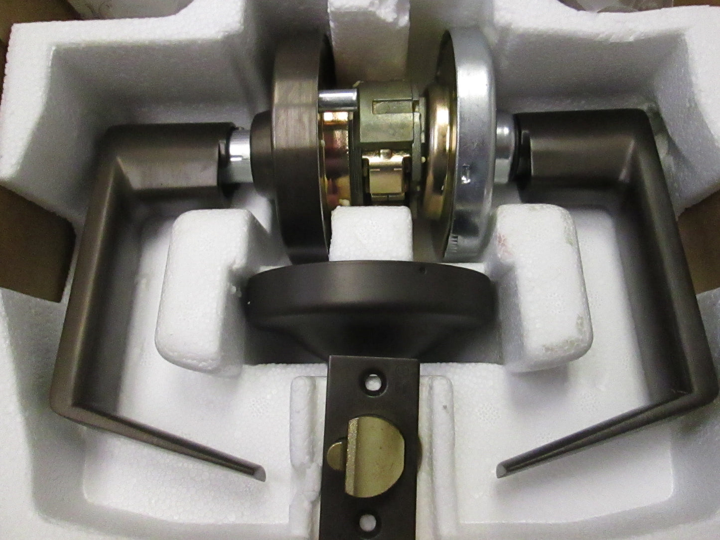 Schlage ND60BD Vestibule/Entry set with Dark Bronze Rhodes Levers