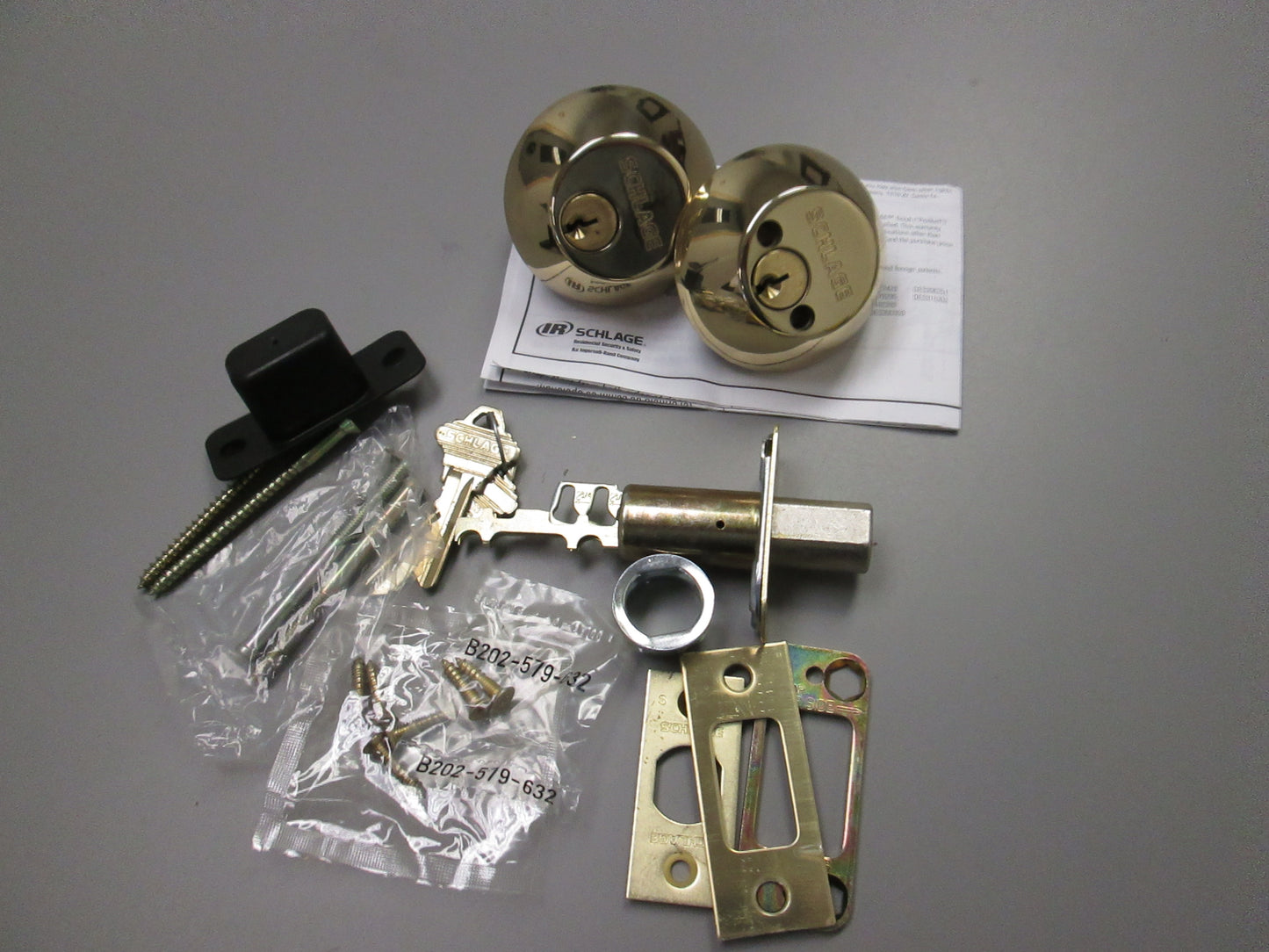 Schlage B362N Double Cylinder Deadbolt KA2 Polished Brass 2 PACK