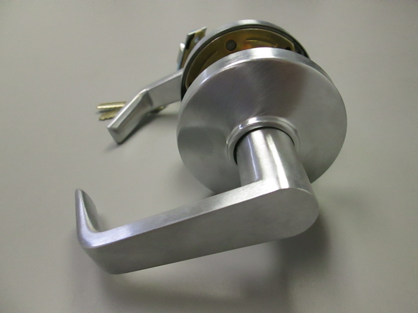 Arrow M12 Storeroom Set with Sierra Style Levers Satin Chrome