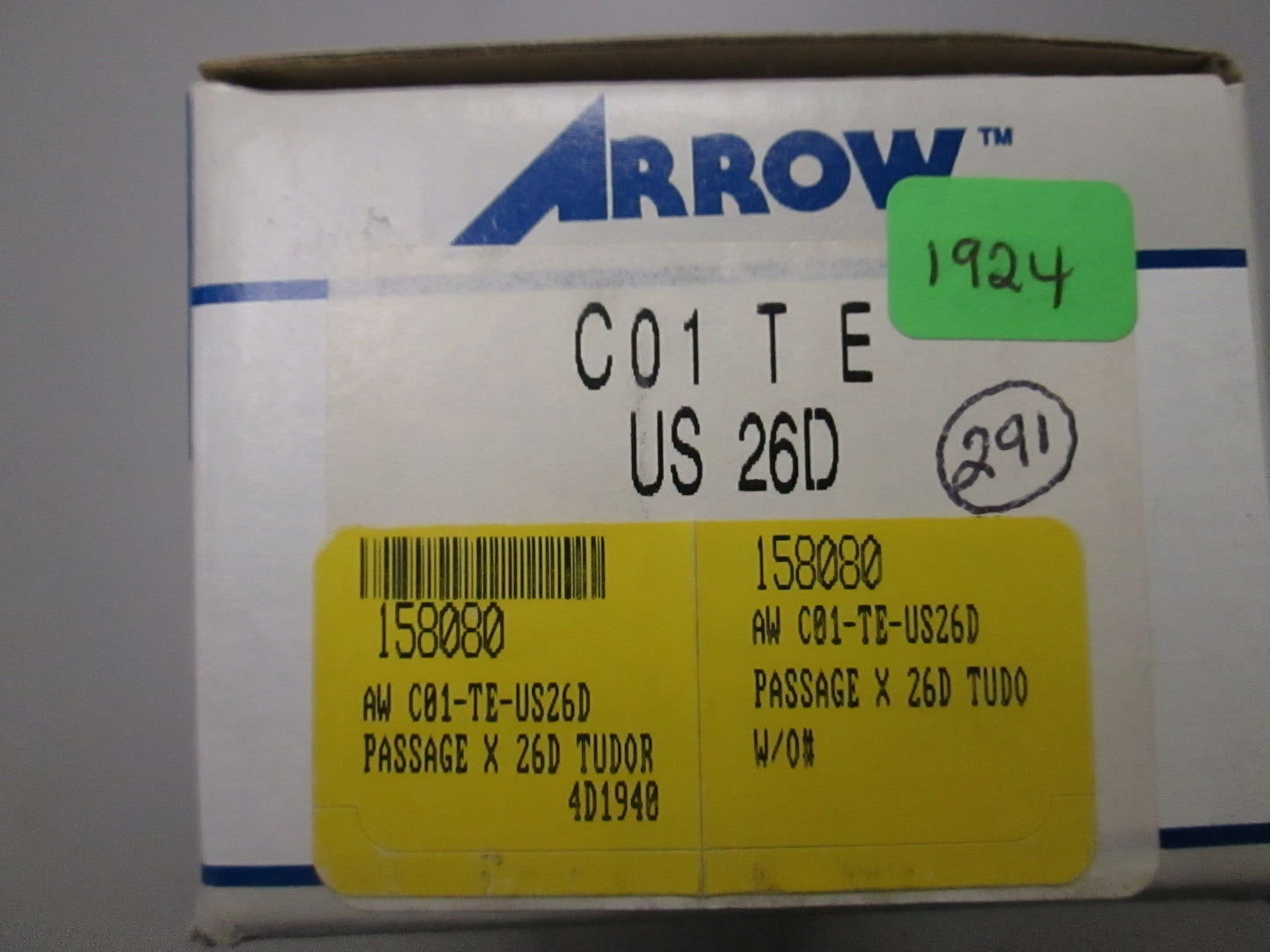 Arrow C01 Passage Set with Tudor Style Knobs Satin Chrome