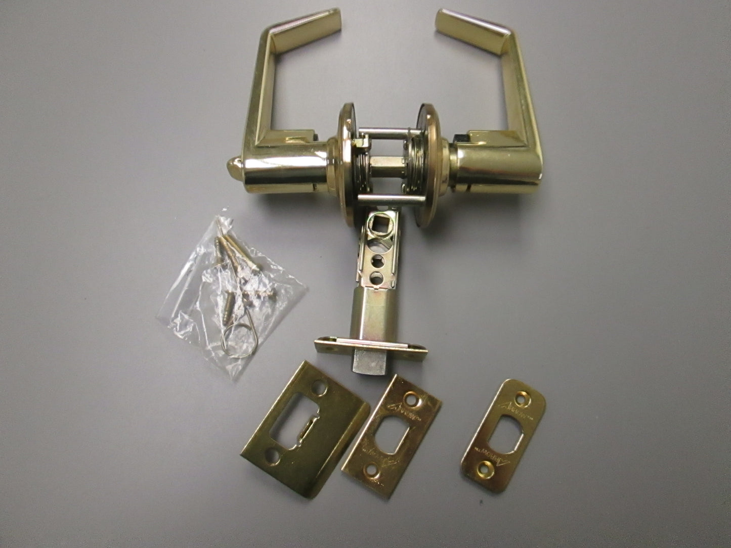 Arrow CL02 Light Duty Tubular Privacy Set with Solar Style Levers Polished Brass