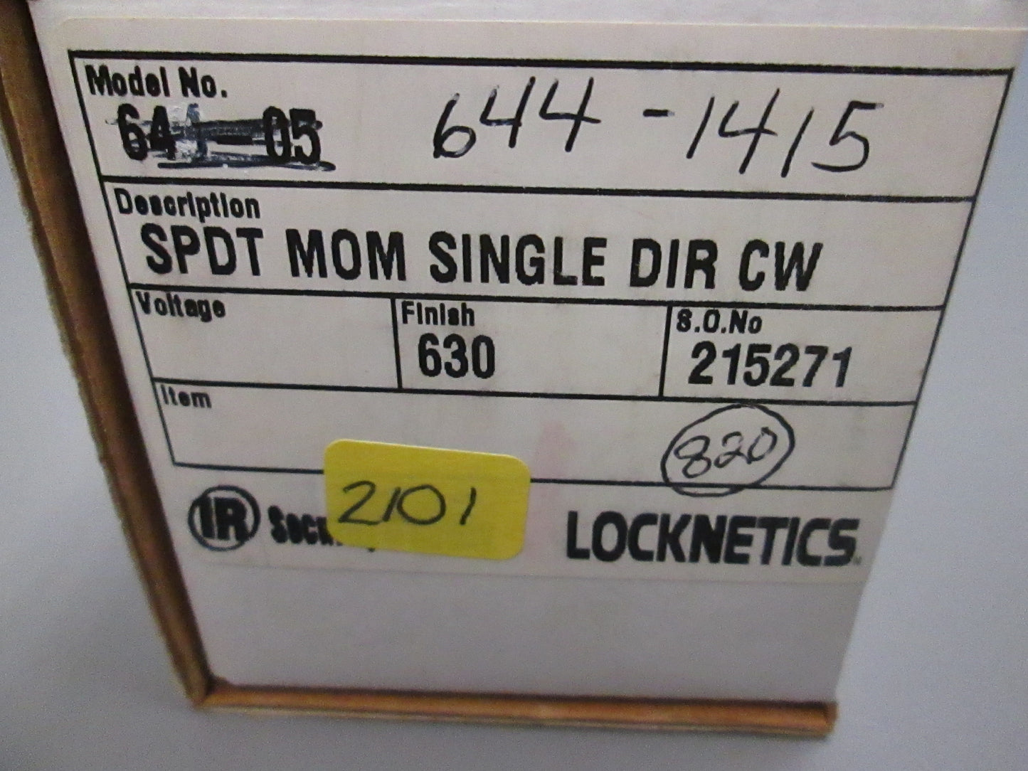 Locknetics 644-1415 Heavy Duty Key Switch Narrow Faceplate DPDT