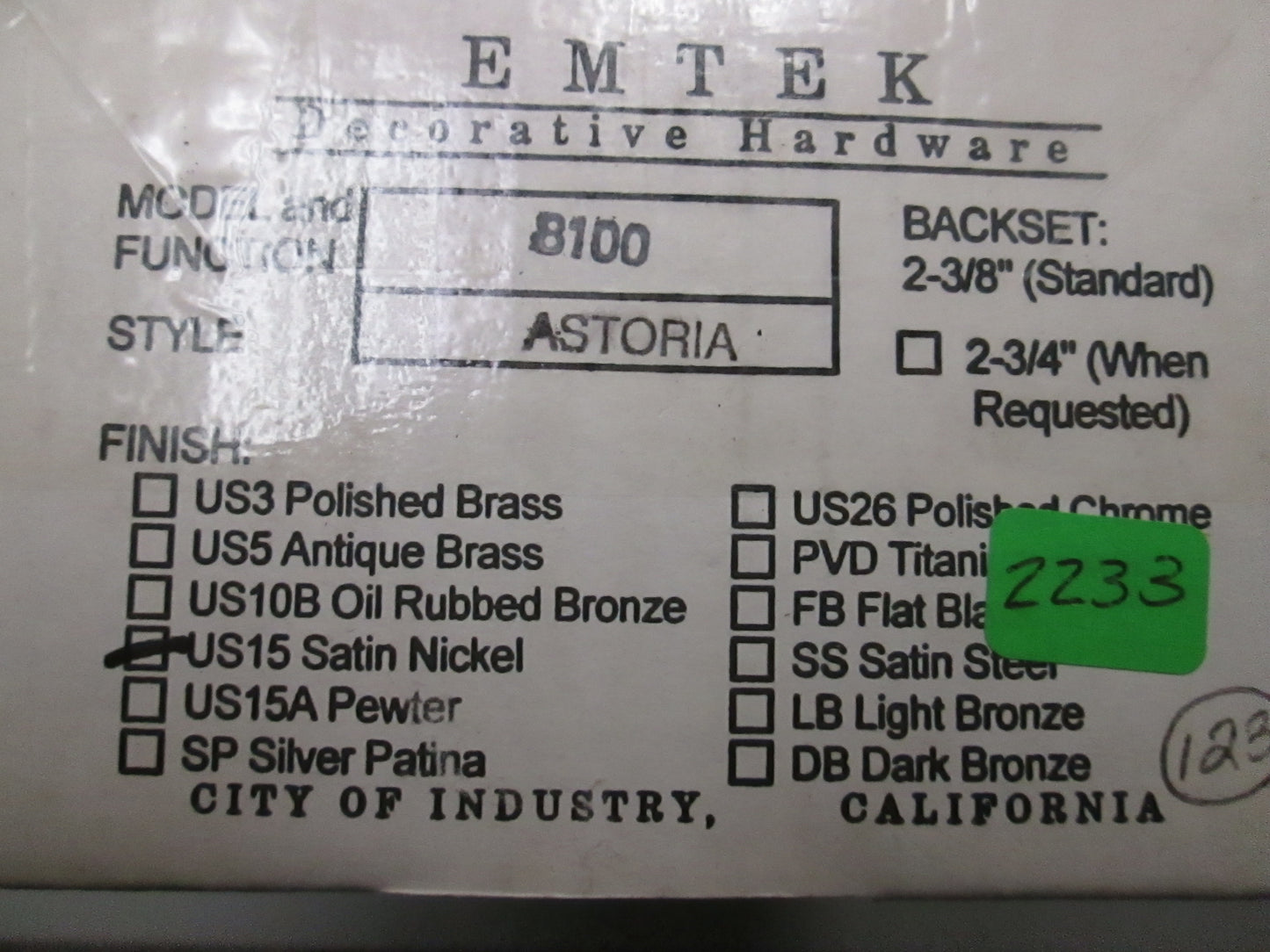 Emtek 8100 Passage Set with Astoria (glass) Knobs Stainless Rose