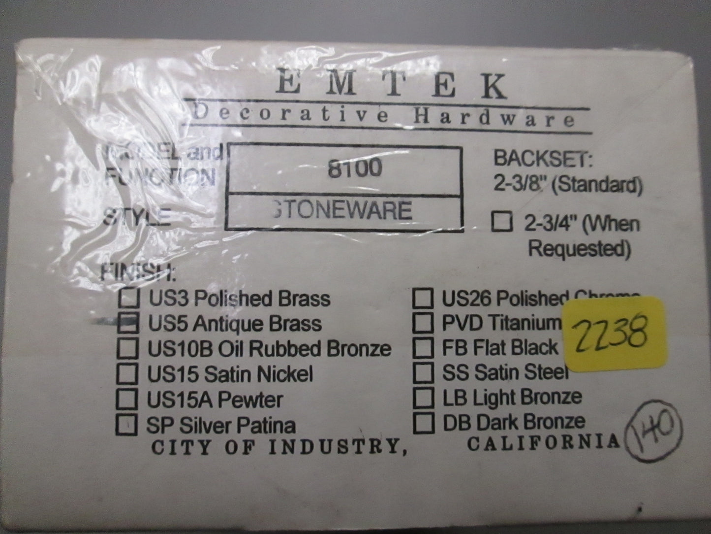 Emtek 8100 Passage Set with Stone Style Knobs Antique Brass Rose