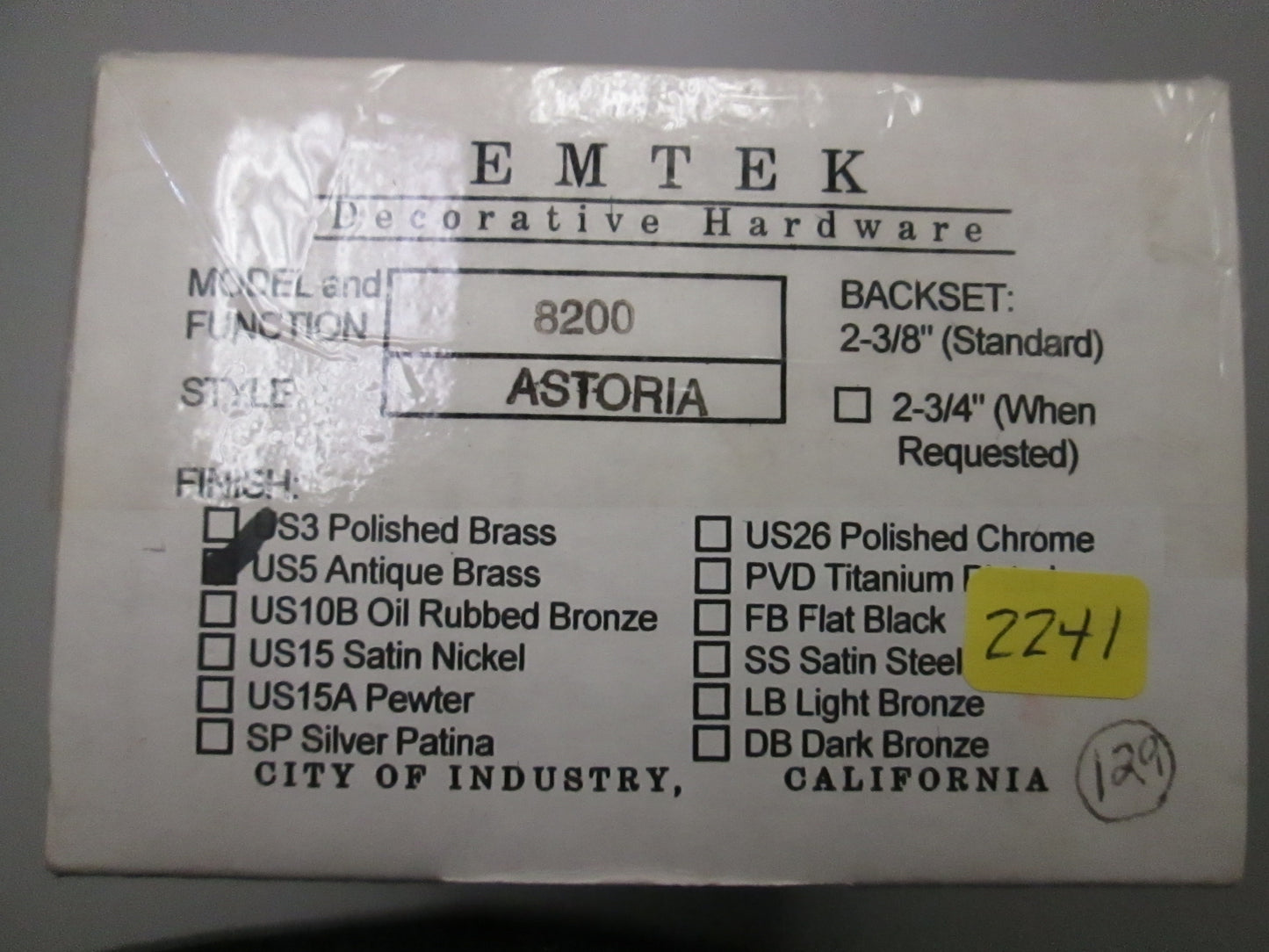 Emtek 8200 Privacy Set with Astoria (glass) Knobs Antique Brass Rose