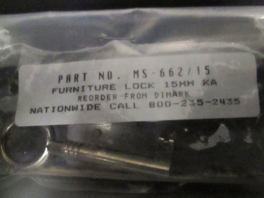 DIMark Industries DI MS 662/15 Full Mortise Cabinet Lock 9/16" Backset