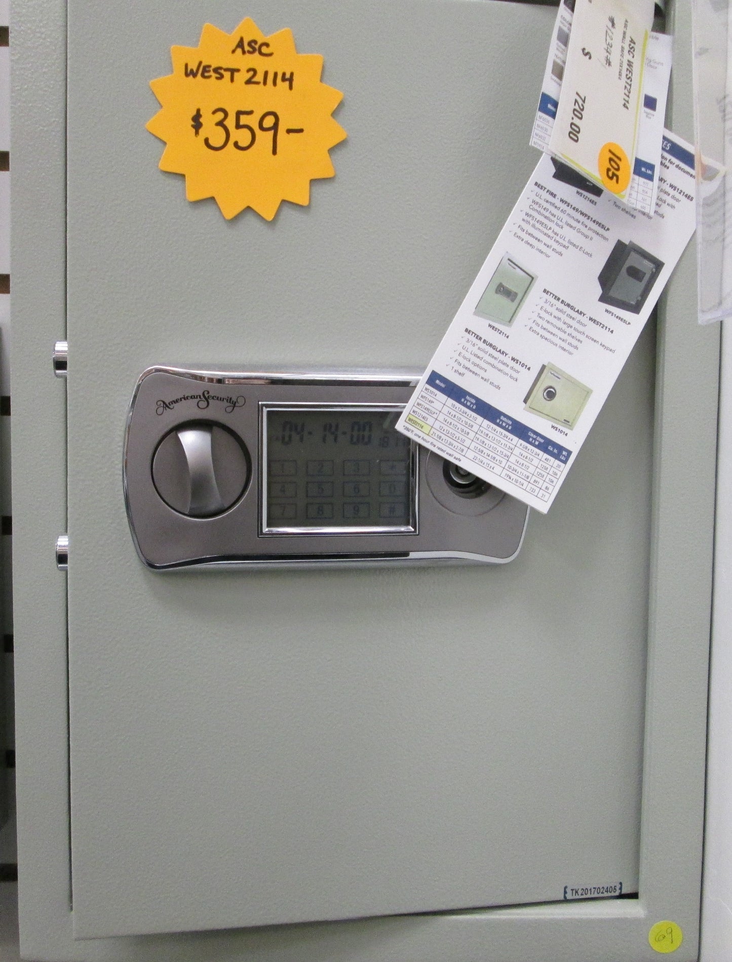 American Security WEST 2114 Wall Safe