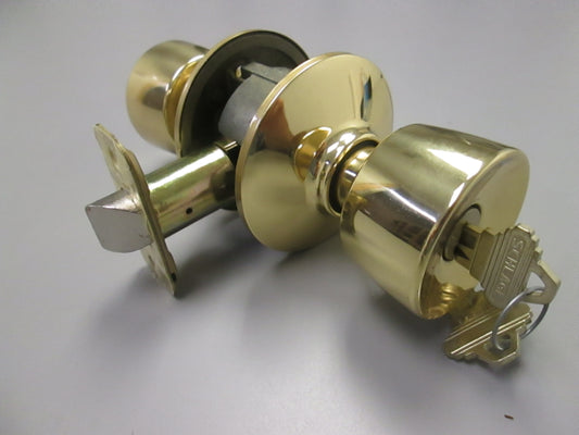 Schlage F Series Keyed Entry Set with Bell Style Knobs