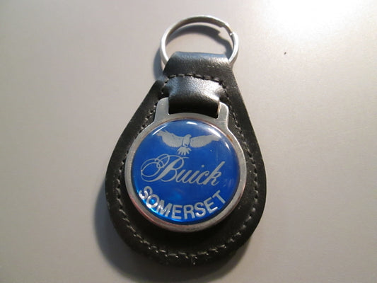 Vintage Leather Fob Key Holder for Buick  Somerset Blue