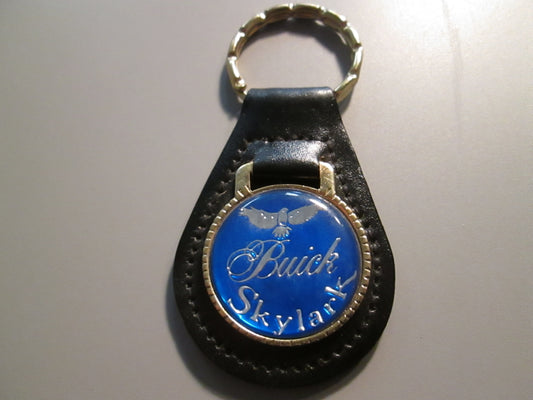 Vintage Leather Fob Key Holder for Buick  Skylark Blue
