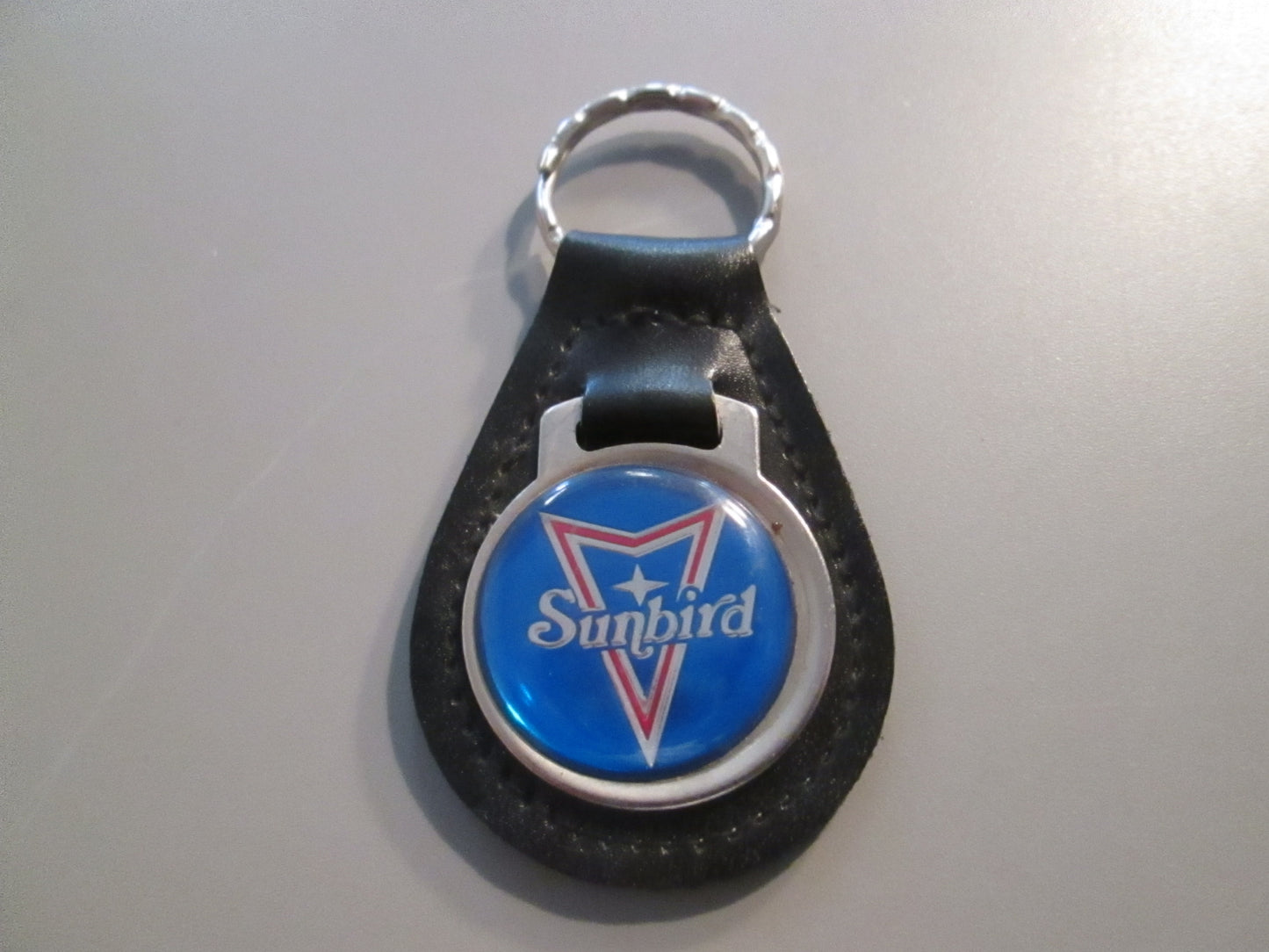 Vintage Leather Fob Key Holder for Pontiac Sunbird Blue