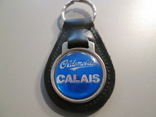 Vintage Leather Fob Key Holder for Oldsmobile Calais Blue