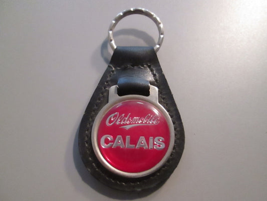 Vintage Leather Fob Key Holder for Oldsmobile Calais Red