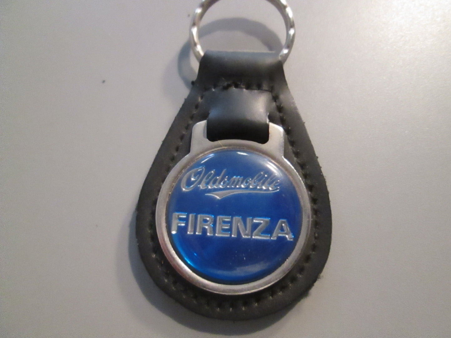 Vintage Leather Fob Key Holder for Oldsmobile Firenza Blue
