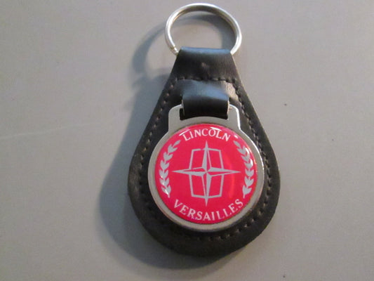 Vintage Leather Fob Key Holder for Lincoln Versailles Red