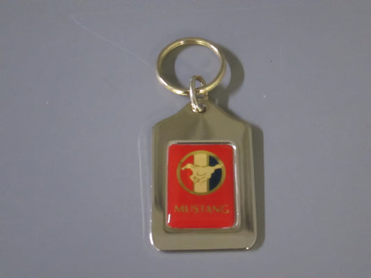Brass Key Fob with Red Mustang Logo