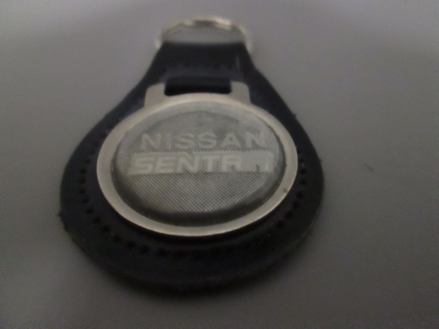 Leather Fob Key Holder for Nissan Sentra Silver
