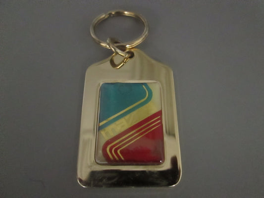 Brass Key Fob with Mazda Logo Red and Green