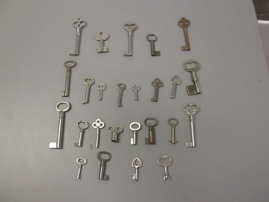 Assorted Drilled Bit and Skeleton Keys Lot of 25
