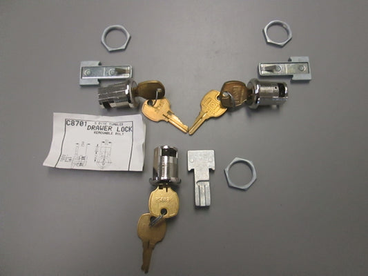 CompX National C8701 Metal Desk Lock Keyed Alike 3 PACK