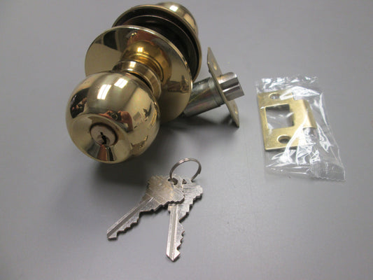 Ultra 44124 Cylindrical Light Commercial Entry Set with Orbit Style Knobs SC1 Polished Brass