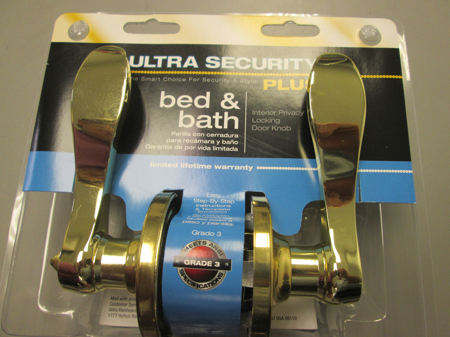 Ultra 44340 Light Duty Privacy Set with Lexington Style Levers Polished Brass
