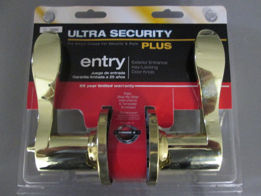 Ultra 95714 Keyed Entry Set with Lexington Style Levers KD Polished Brass