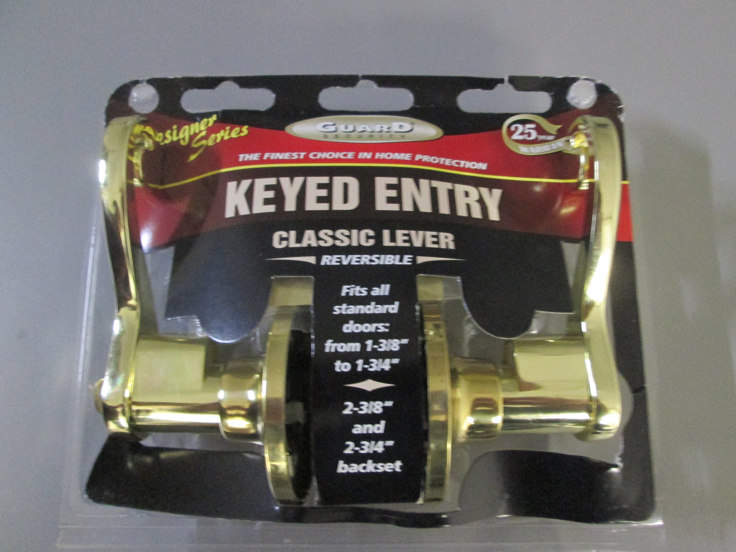 Guard 1900RL Keyed Lever Entry Set with Flair Style Levers Polished Brass