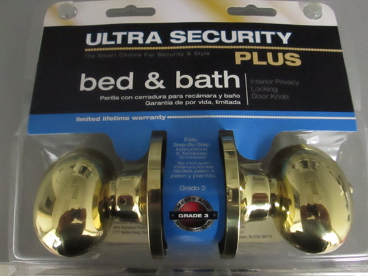 Ultra 44163 Light Duty Privacy Set with Strathmere (Egg-shaped) Knobs Polished Brass