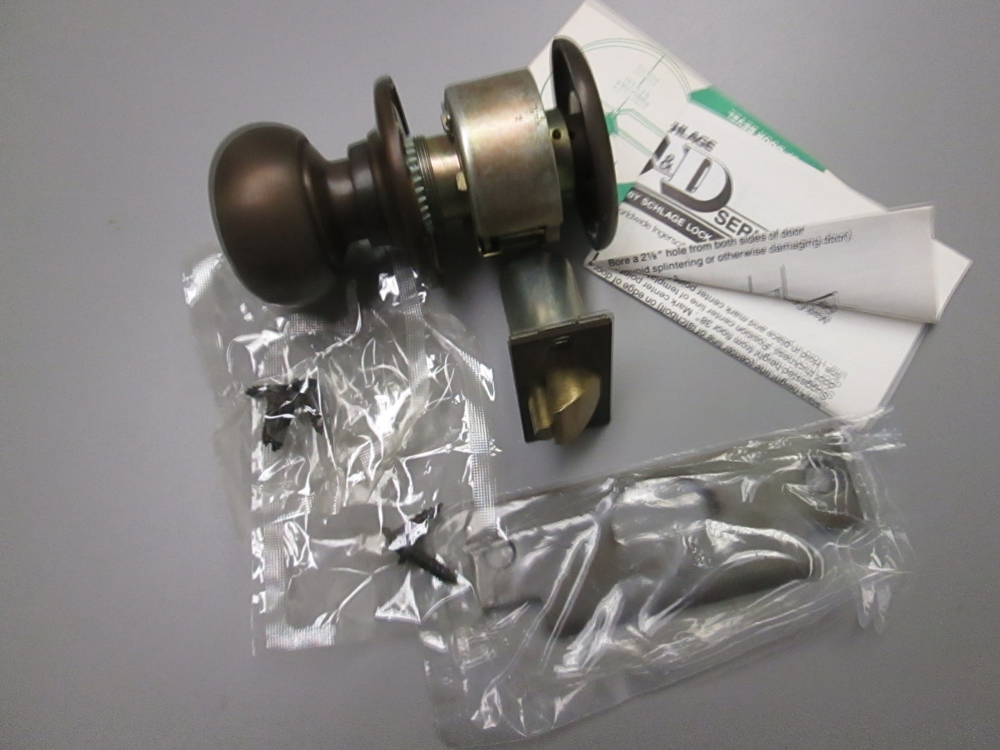 Schlage D25D Exit ONLY Set with Plymouth Style Knob Dark Bronze
