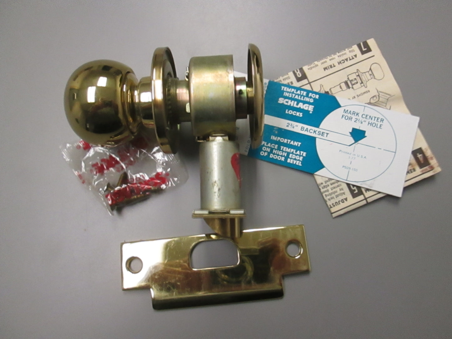 Schlage D25D Exit ONLY Set with Orbit Style Knob Polished Brass