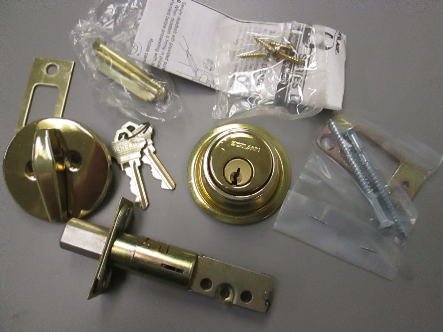 Schlage B160N Single Cylinder Deadbolt Polished Brass