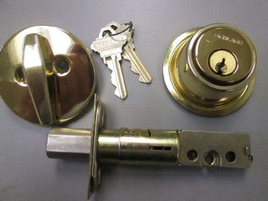 Schlage B160N Single Cylinder Deadbolt Polished Brass