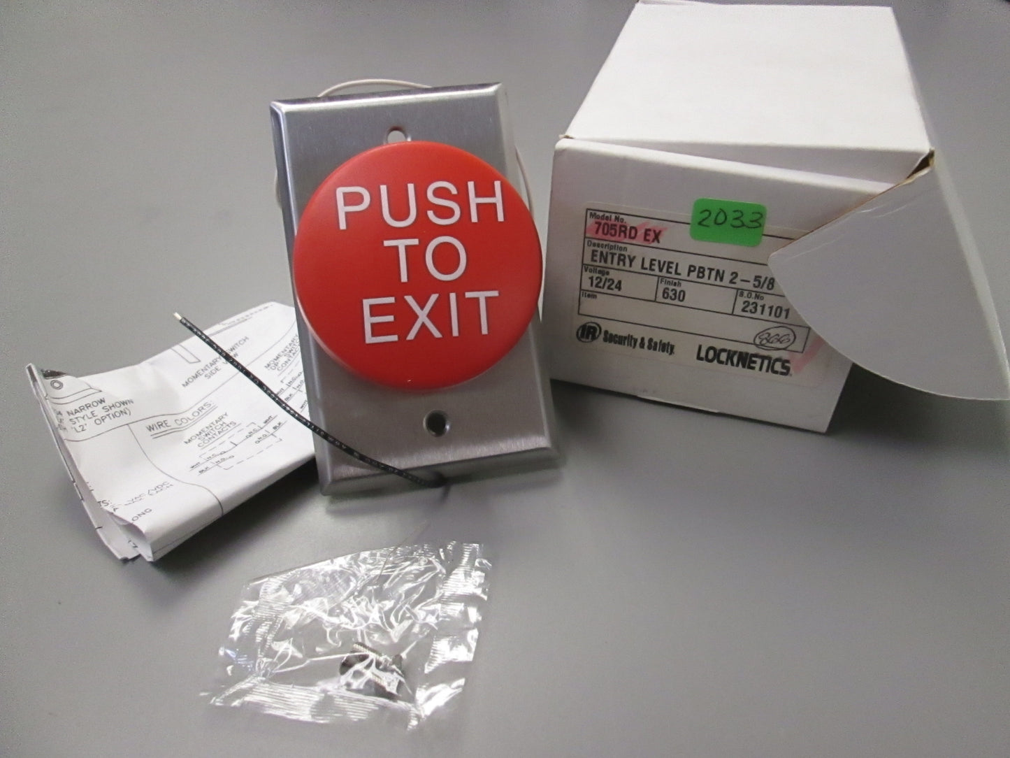 Locknetics 705 RD EX Entry Level Push Button to Egress Electronically Locked Door Wide Plate
