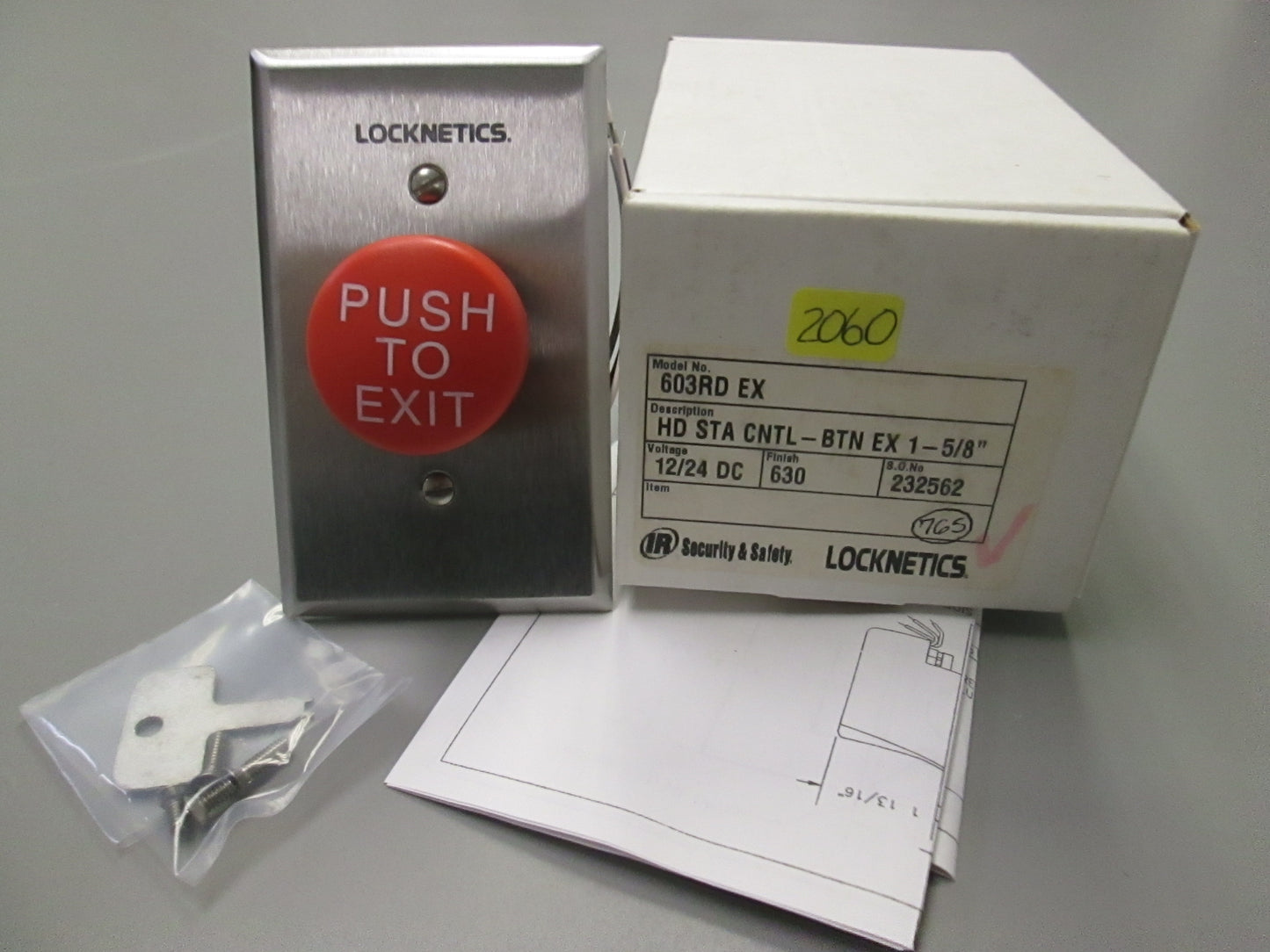 Locknetics 603RD EX Heavy Duty Push Button to Egress Electronically Locked Door Wide Plate