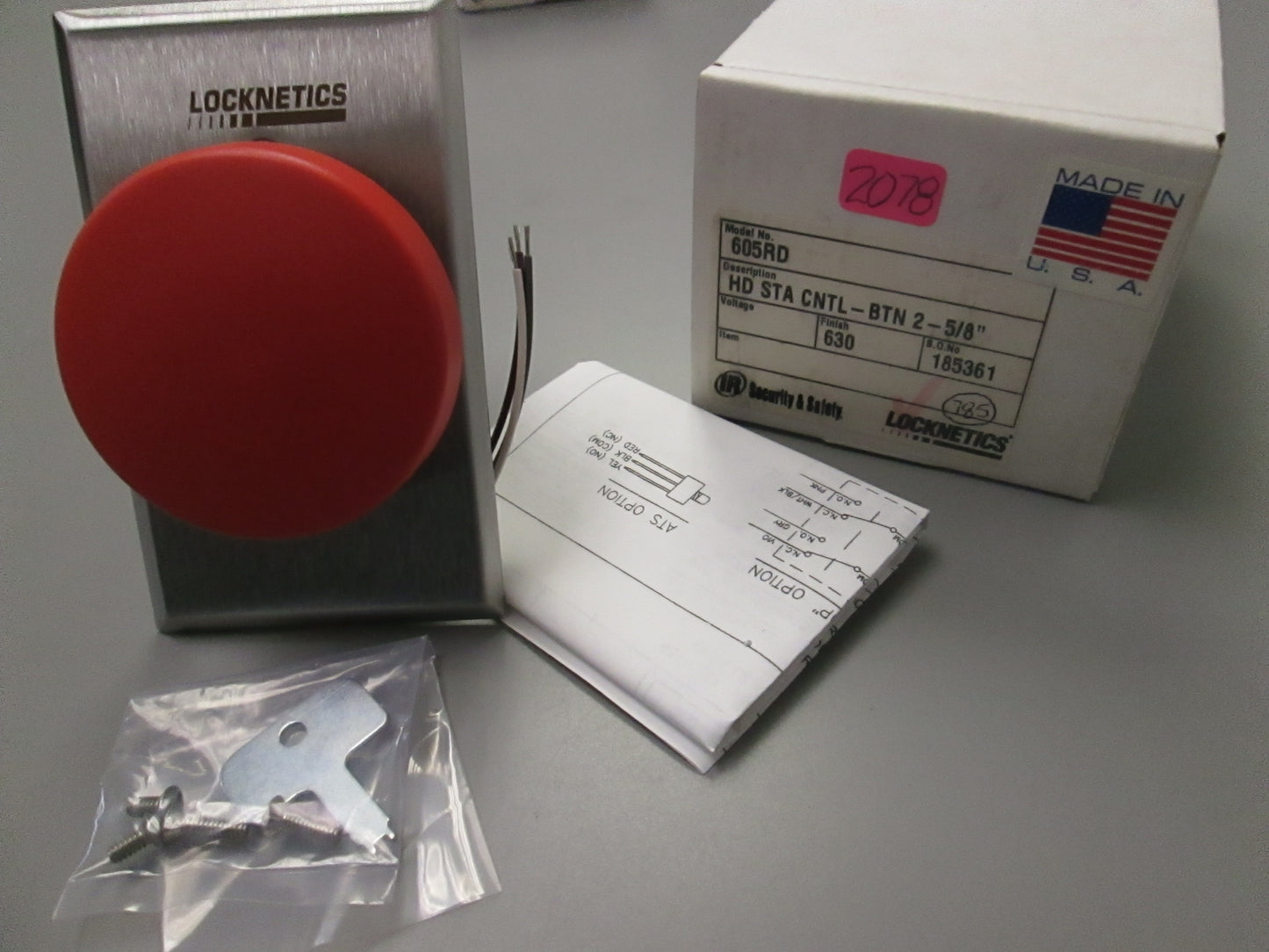 Locknetics 605 RD Heavy Duty Push Button to Egress Electronically Locked Door Wide Plate