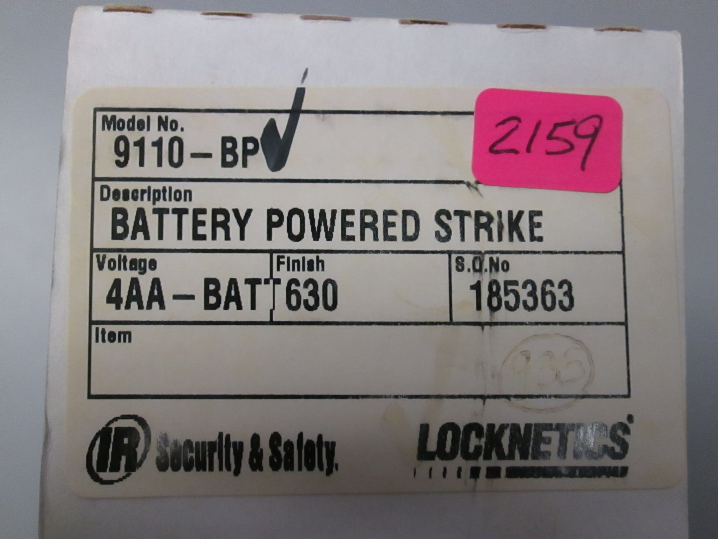Locknetics 9110-BP  Heavy Duty Electric Strike 630