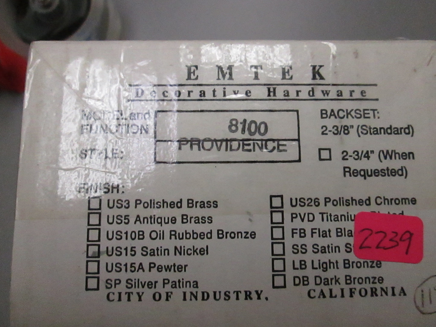 Emtek 8100 Passage Set with Providence Style Knobs Satin Nickel