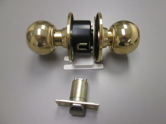 Ultra Light Commercial Passage Set with Orbit (BALL) Style Knobs Polished Brass